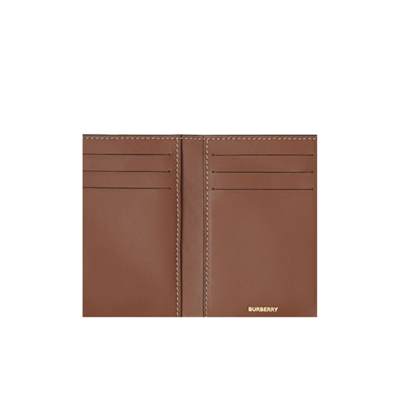 Burberry Eco-Friendly Canvas With Leather Money Clip Card Holder Wallet Women's Tan-5