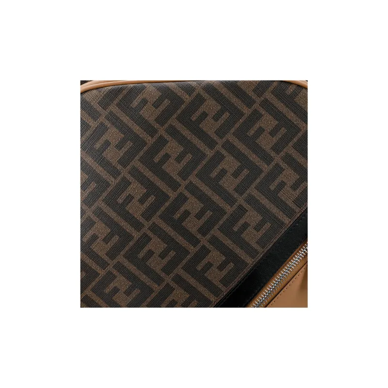 FENDI Cotton With Calfskin Backpack Men's Brown-6