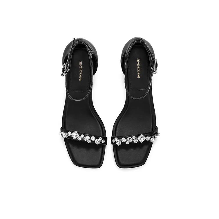 7or9 Extreme Night Strap Sandals 7cm Women's Black-3