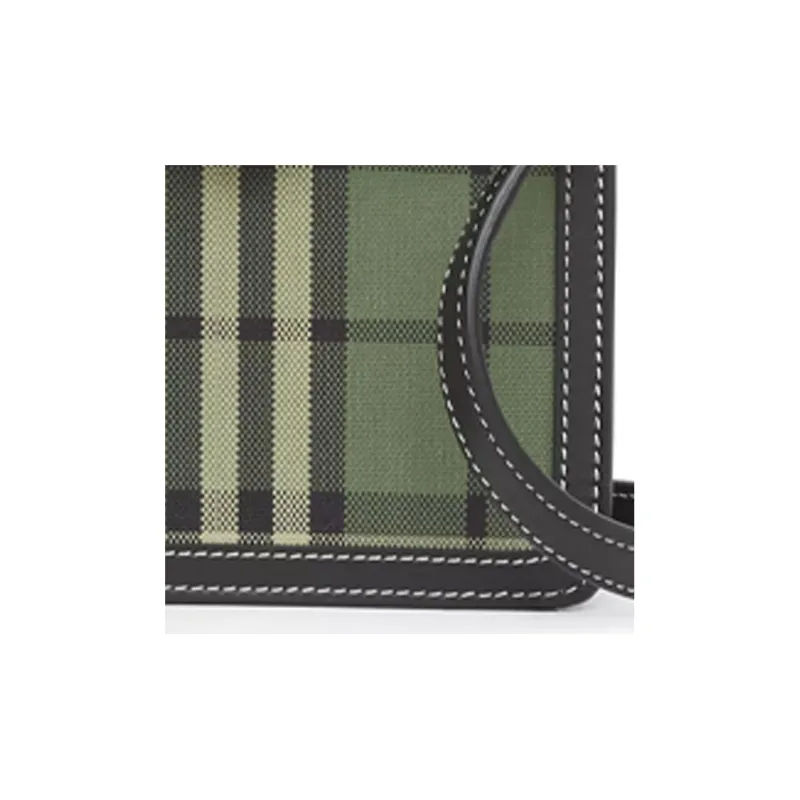 Burberry Robin Cotton With Leather Shoulder Bag, Crossbody Bag With Cell Phone Pouch Men's Green-3