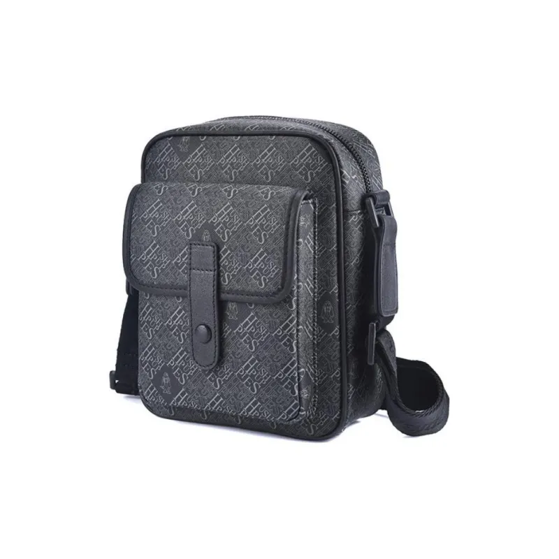 Hush Puppies Cow Leather Small Square Bag, Crossbody Bag, Shoulder Bag Medium Size Men's Black-1