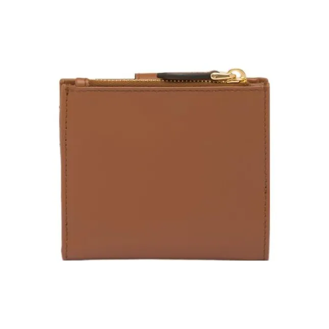 PRADA Leather Wallet Small Size Women's Brown-2