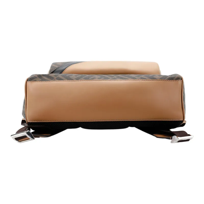 FENDI Cotton With Calfskin Backpack Men's Brown-4