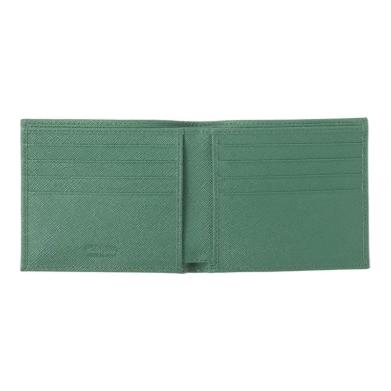 PRADA Saffiano Leather Wallet Men's Gray Green-3