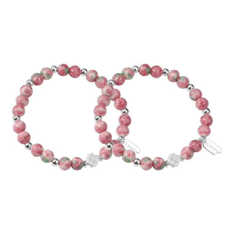Muyan Shoushan Stone Lucky Four Leaf Clover Beaded Bracelet Women's-5