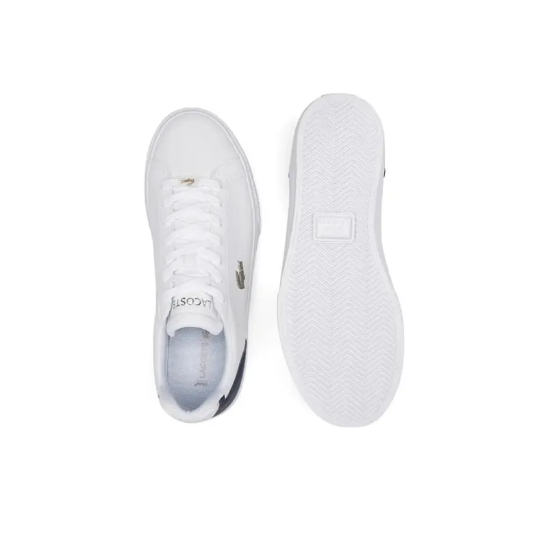 LACOSTE Low Top Skateboard Shoes Men's White Navy Blue Color-3