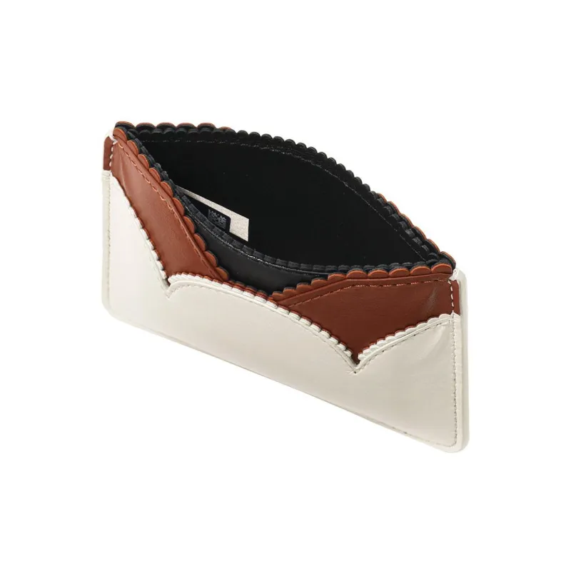 Chloe Linda Shiny Calfskin Card Clip Card Holder Women's White/Red Brown/Black-1