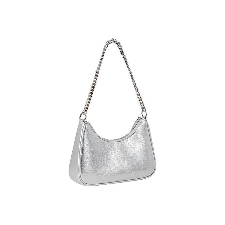 VANESSA HOGAN Vh Classic Series Cow Leather Shoulder Bag Chain Shoulder Bag Small Size Women's Silver/Black-19