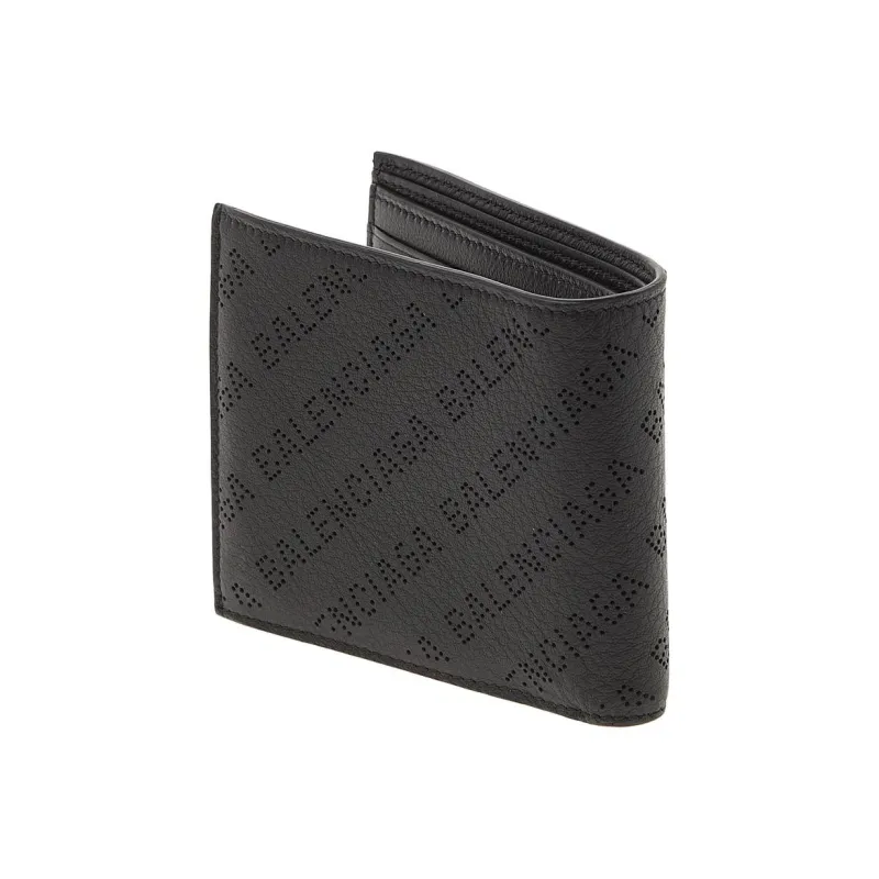 Balenciaga Cash Square Cow Leather Coin Purse Regular Men's Black-4