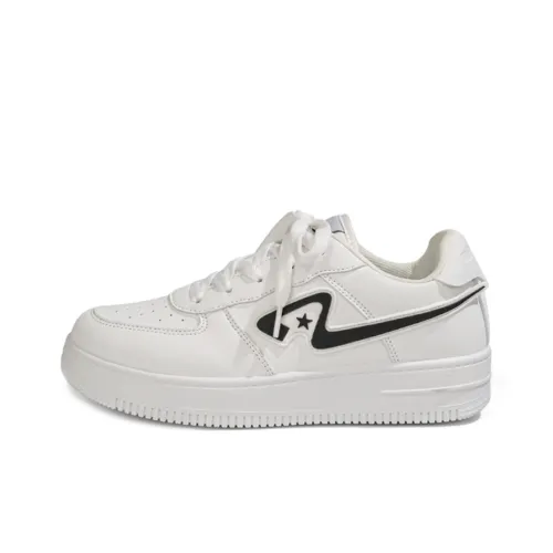 RENBEN Skateboard Shoes Women's Low-Top White/Black