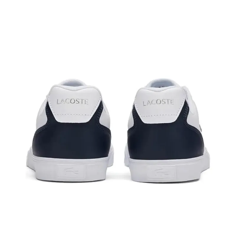 LACOSTE Low Top Skateboard Shoes Men's White Navy Blue Color-2