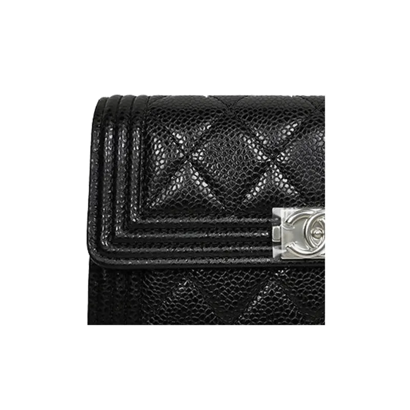 CHANEL Grain Caviar Calfskin Clutch Women's Black-3