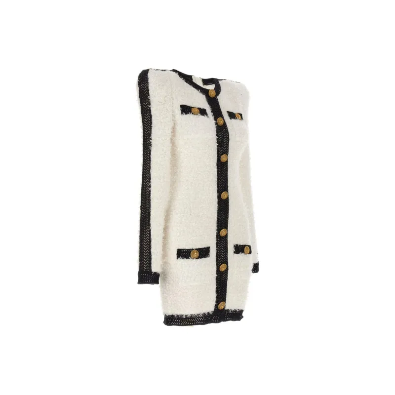 BALMAIN Logo Button Tweed Dress-2