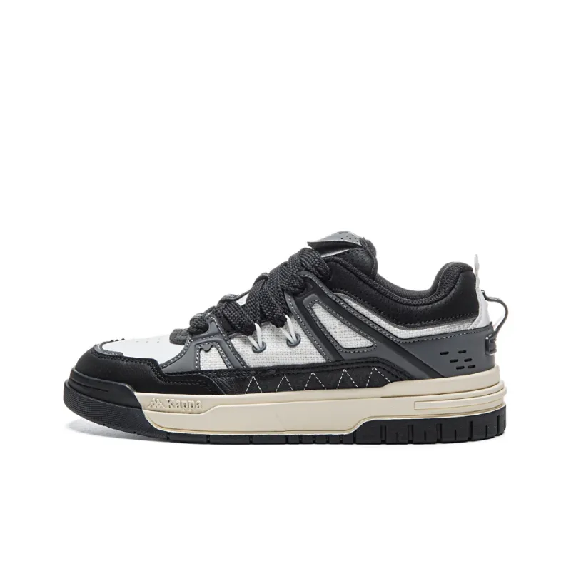 Kappa Wear Resistant Slip Resistant Lightweight Low Top Skateboard Shoes Unisex Black White-0