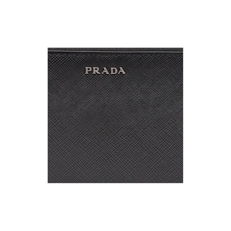 PRADA Saffiano Leather Wallet Men's Black/Baltic Blue-5