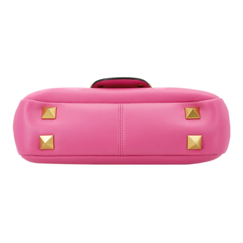 Valentino STUD SIGN Soft Sheepskin Baguette Bag Shoulder Bag Crossbody Bag Small Size Women's Pink-3