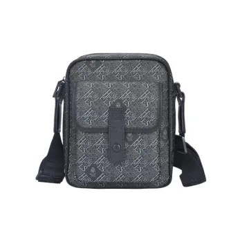Hush Puppies Cow Leather Small Square Bag, Crossbody Bag, Shoulder Bag Medium Size Men's Black