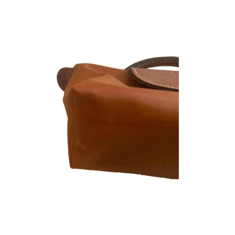 LONGCHAMP Le Pliage Canvas With Leather Makeup Bag Dumpling Bag Clutch Handbag Regular Women's Brandy Color-7