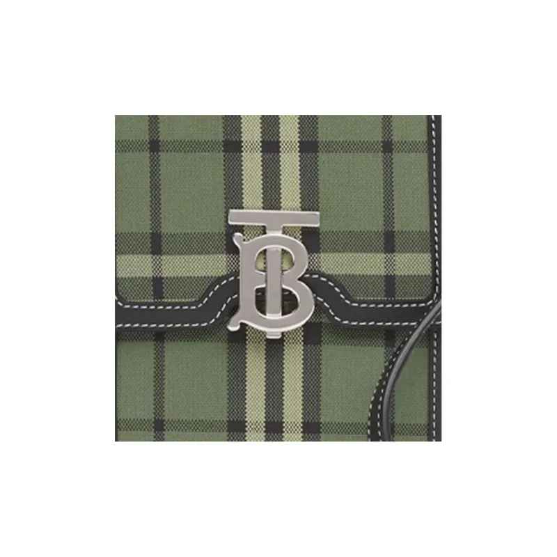 Burberry Robin Cotton With Leather Shoulder Bag, Crossbody Bag With Cell Phone Pouch Men's Green-2
