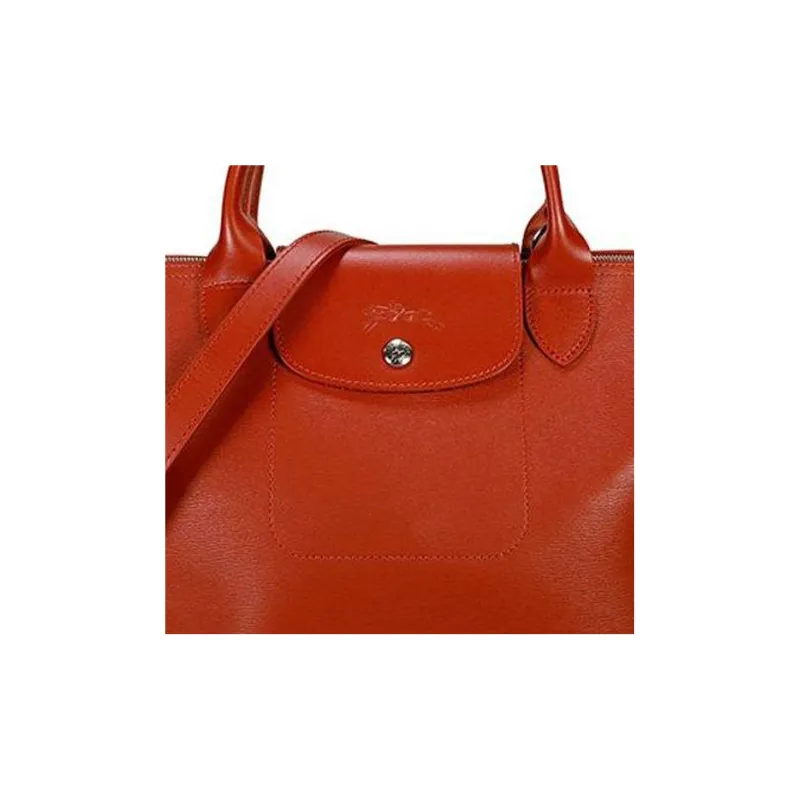 LONGCHAMP Le Pliage City Coated Canvas With Leather Handbag, Shoulder Bag, Crossbody Bag Regular Women's Orange Red-3