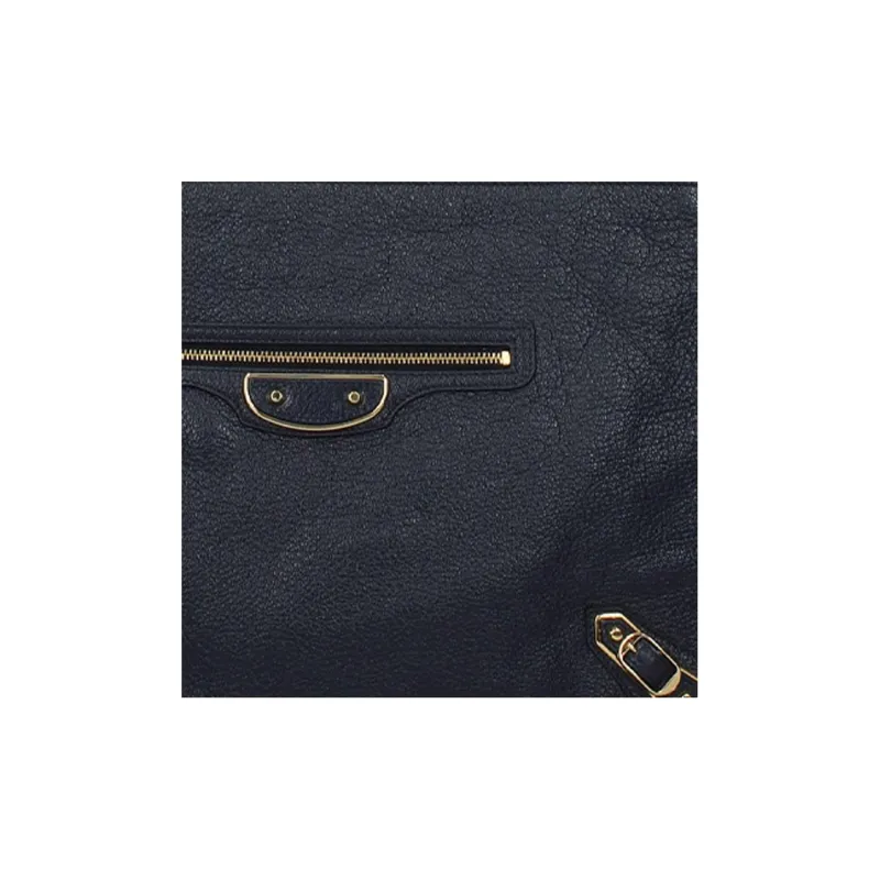 Balenciaga Leather Handbag Biker Clutch Unisex Blue-3
