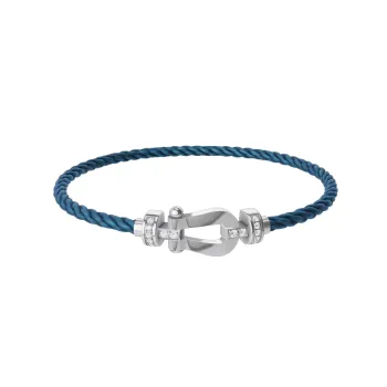 FRED 18K White Gold, Stainless Steel, Diamond Bracelets Men's Blue