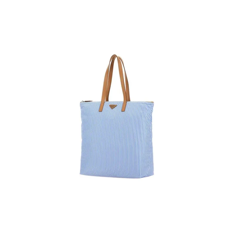 PRADA Leather Detail Tote Bag Shopping Bag Shoulder Bag Handbag Regular Men's Blue/White-1