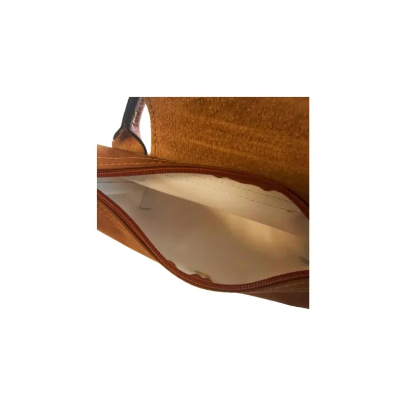 LONGCHAMP Le Pliage Canvas With Leather Makeup Bag Dumpling Bag Clutch Handbag Regular Women's Brandy Color-5