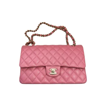 CHANEL Classic Flap CF Grain Calfskin Shoulder Bag, Crossbody Bag Medium Size Women's Pink