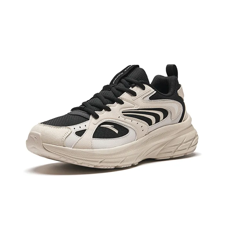 Anta Cushioning Wear Resistant Low Top Casual Running Shoes Men's Black White-1