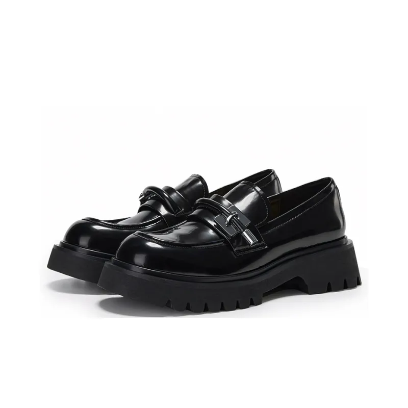 GG CC Ballet Flats Platform Commute Loafers 5cm Women's Black-2