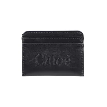 Chloe Cow Leather Card Holder Women's Black