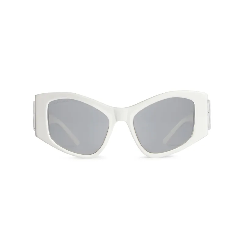 Balenciaga Acetate Irregular Shape Sunglasses Women's White-0