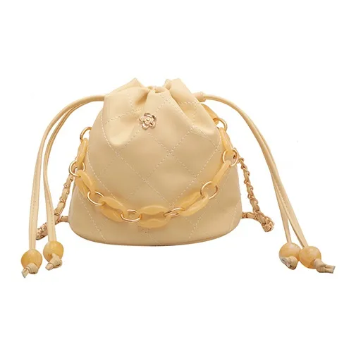 JANE KLAIN PU Textured Bucket Bag Regular Women's White/Yellow-1