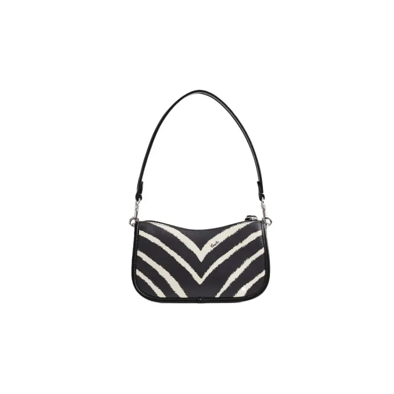 COACH Swinger Calfskin Shoulder Bag Handbag Shoulder Bag Women's Black White-2