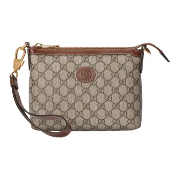 GUCCI Canvas With Leather Canvas Bag Messenger Bag Shoulder Bag Crossbody Bag Men's Brown