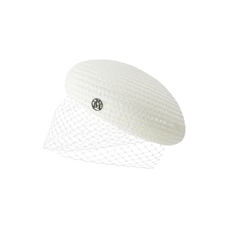 Maison Margiela Emily Veil embellished Knitted Berret-0