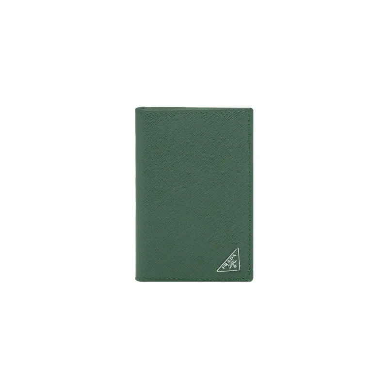 PRADA Leather Card Holder Men's Emerald Green-0