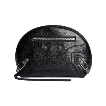 Balenciaga Le Cagole Fine-Grained Sheepskin Makeup Bag Small Size Women's Black