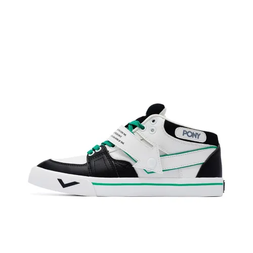 PONY Atop Anti-Slip Wear-Resistant Low-Top Skateboard Shoes Unisex Black White