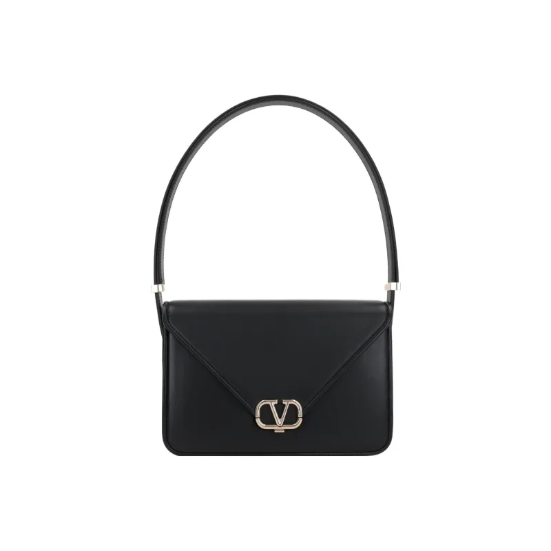 Valentino Smooth Calf Leather Shoulder Bag Women's Black-0