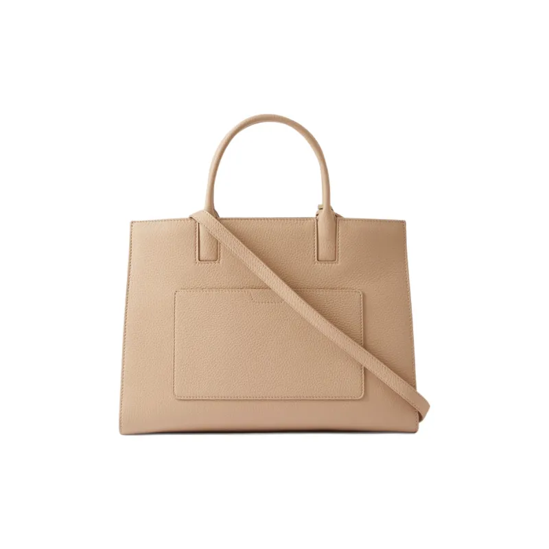 Burberry Calfskin Tote Bag Shopping Bag Handbag Small Size Women's Wheat Beige-2