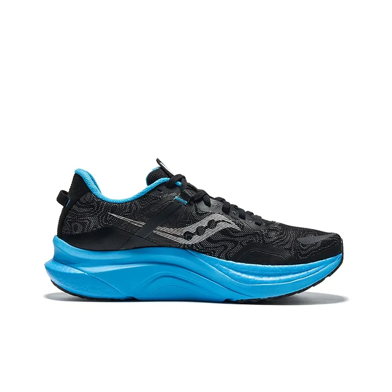 Saucony Tempus Cushioning Low Top Marathon Running Shoes Men's Black Blue-1