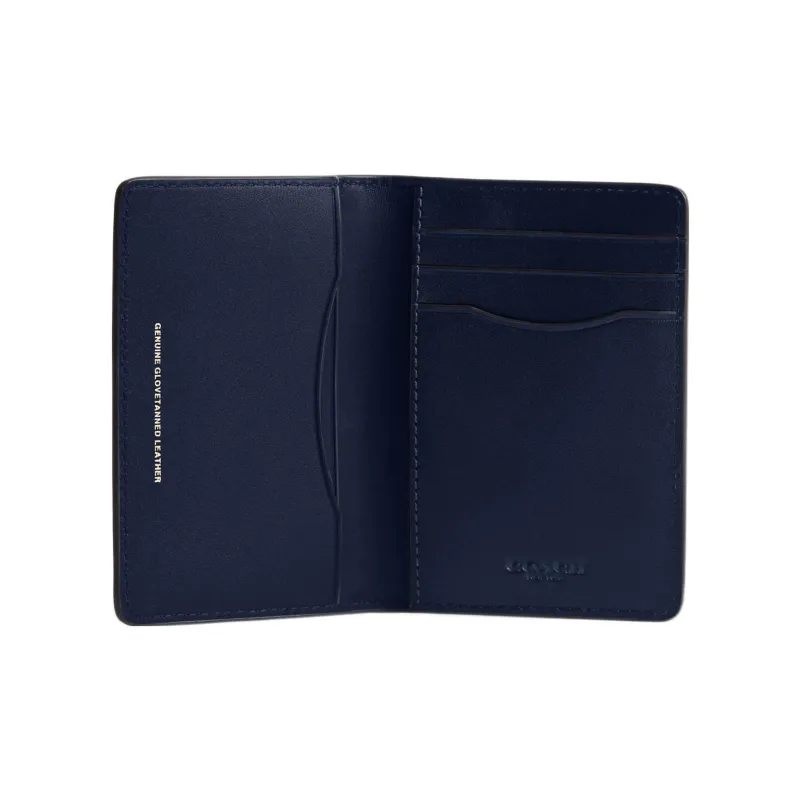 COACH Glove Tanned Leather Card Holder, Wallet Men's Dark Blue-1