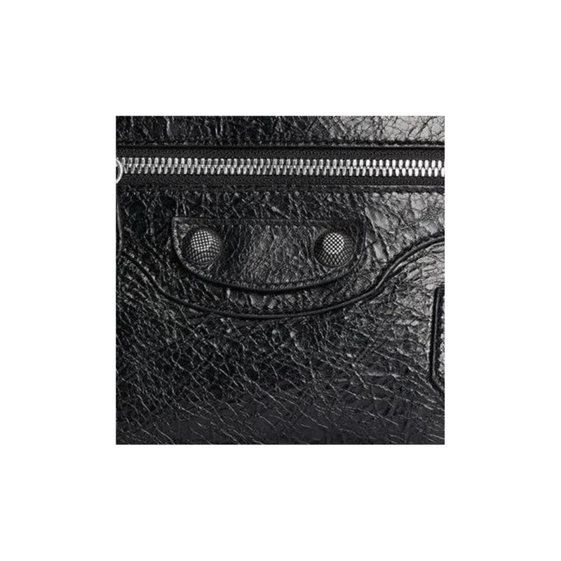 Balenciaga Le Cagole Fine-Grained Sheepskin Makeup Bag Small Size Women's Black-3