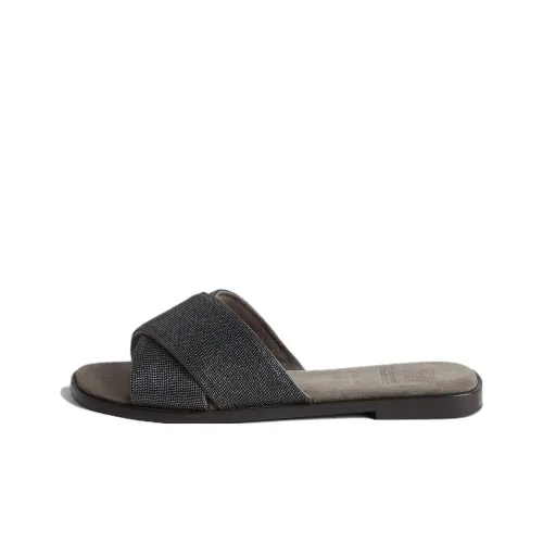 Brunello Cucinelli Monili detail Crossover straps Slides
