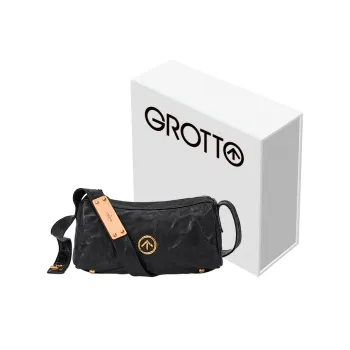 GROTTO Sheepskin Black Stone Crossbody Bag Small Size Unisex Black