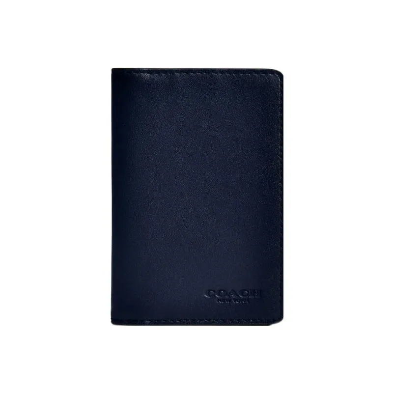 COACH Glove Tanned Leather Card Holder, Wallet Men's Dark Blue-0