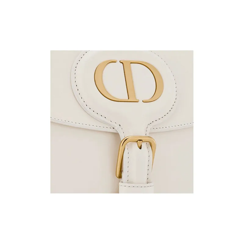 DIOR Bobby Polished Calfskin Shoulder Bag Crossbody Bag Large Size Women's Milk White-5