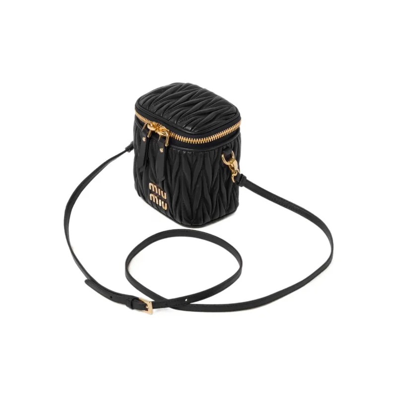 MIU MIU Matelasse Nappa Leather Mini Pouch Black-1